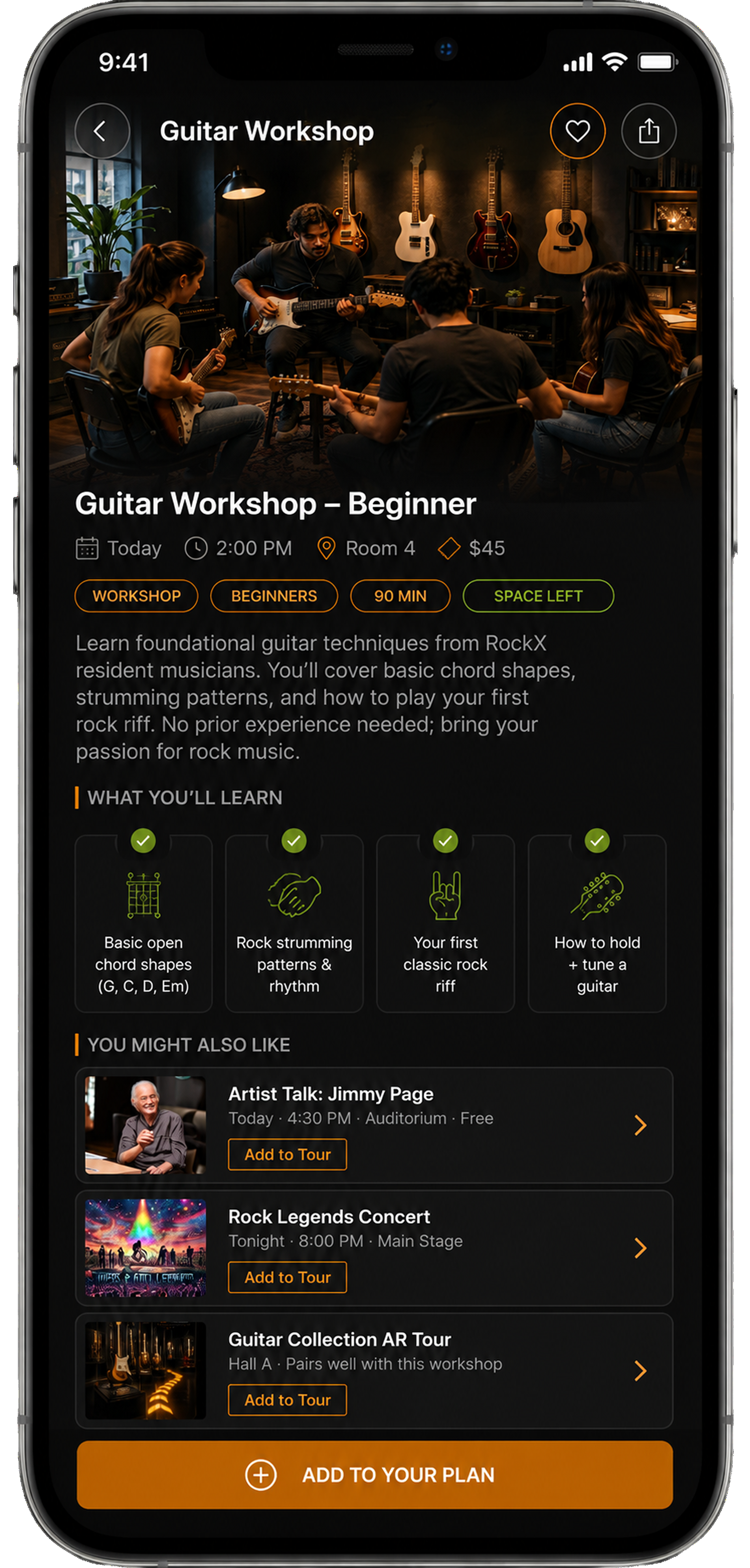 RockX guitar workshop details