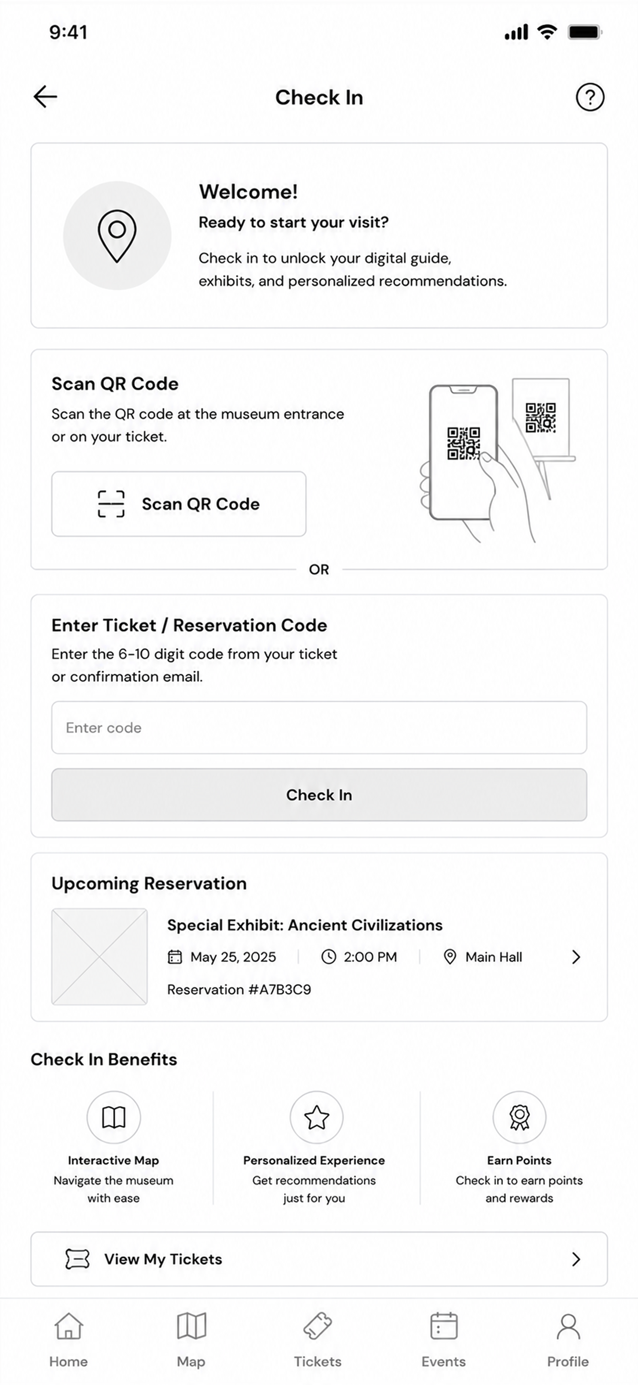 RockX check-in wireframe