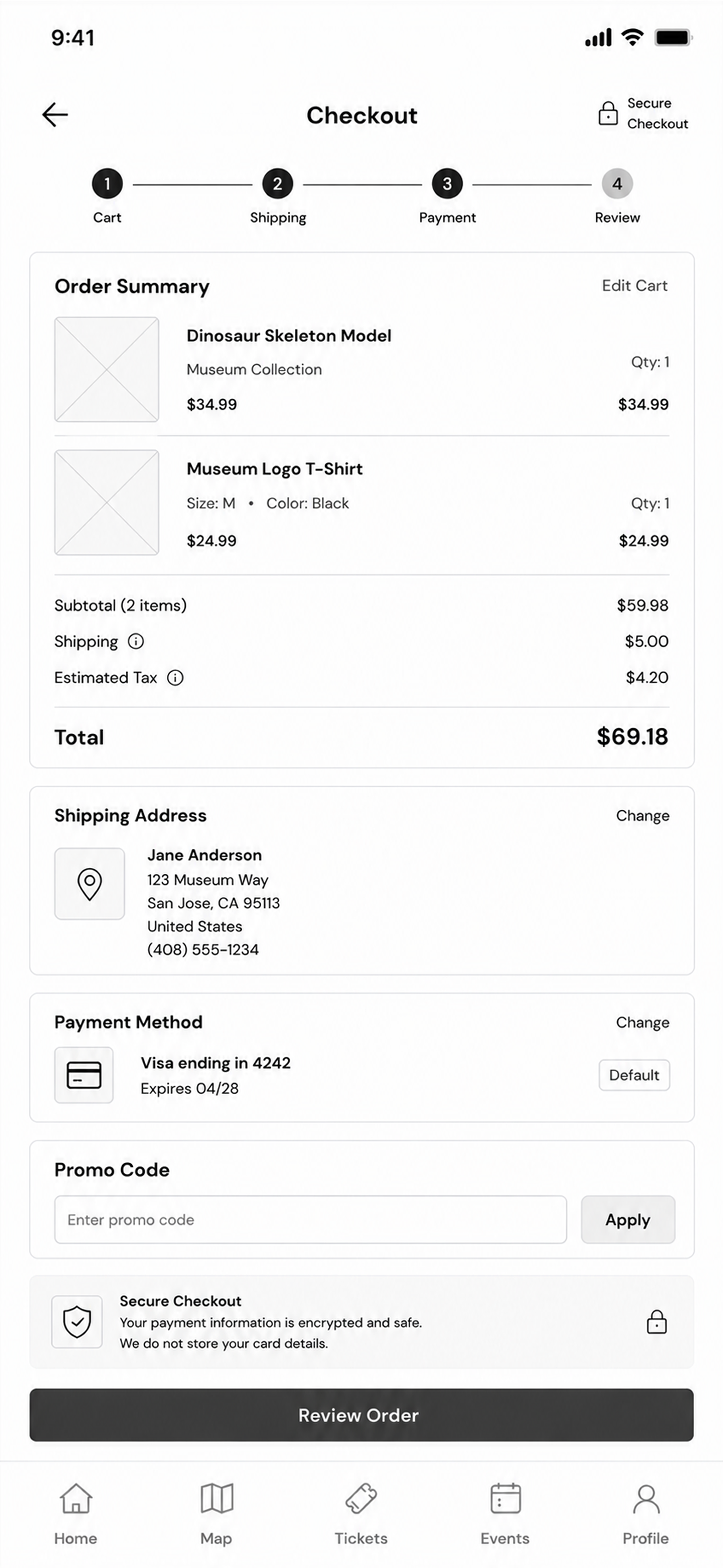 RockX checkout wireframe