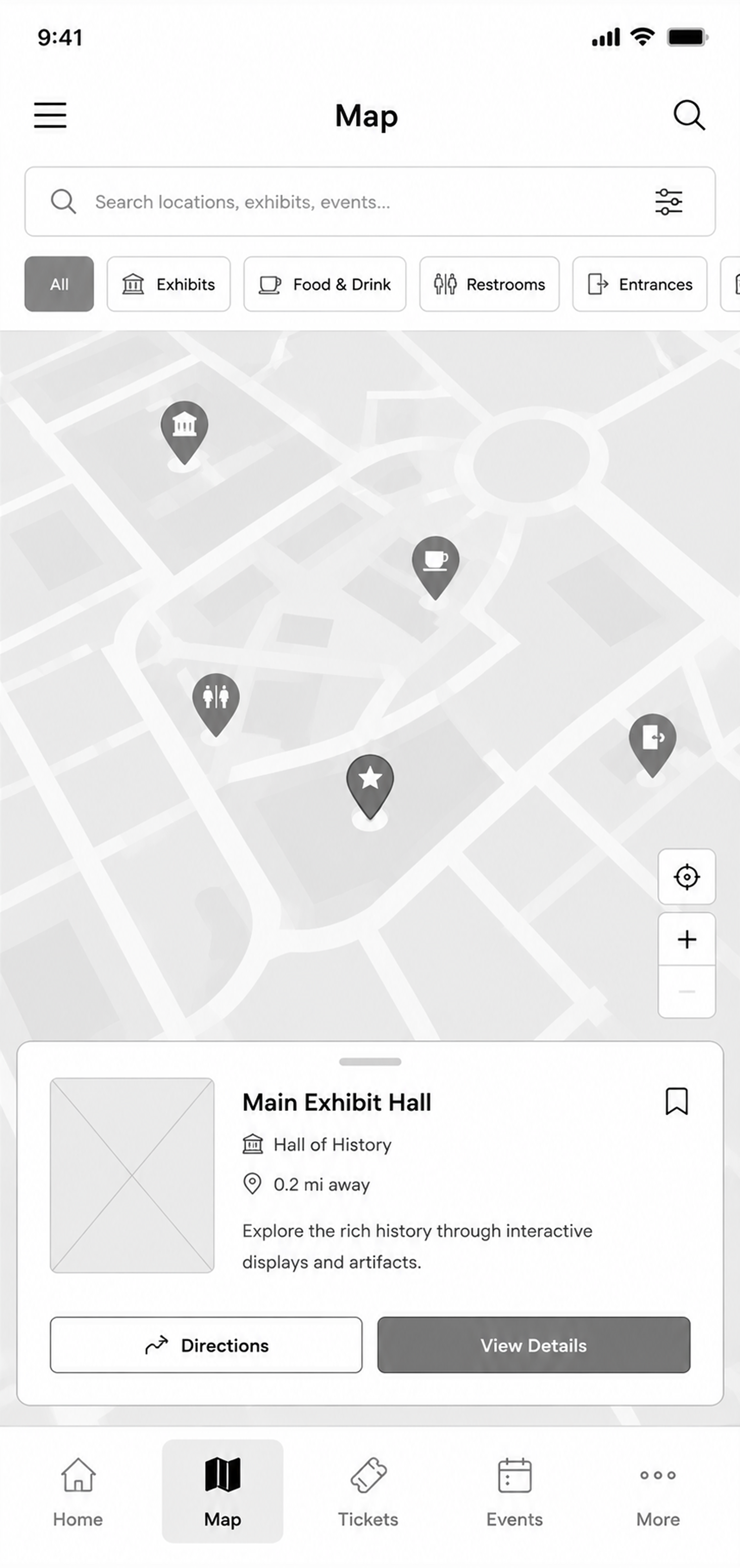 RockX museum map wireframe