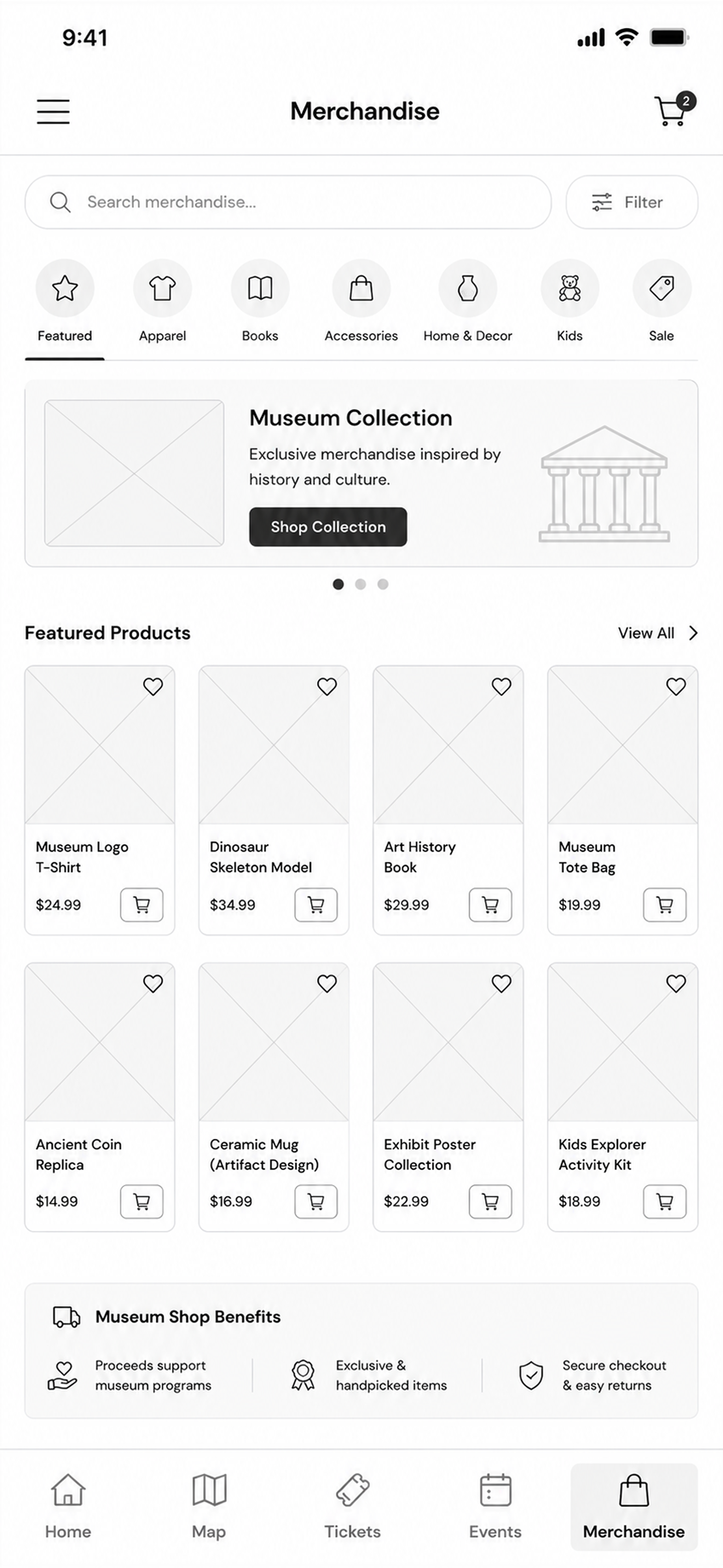 RockX merchandise wireframe