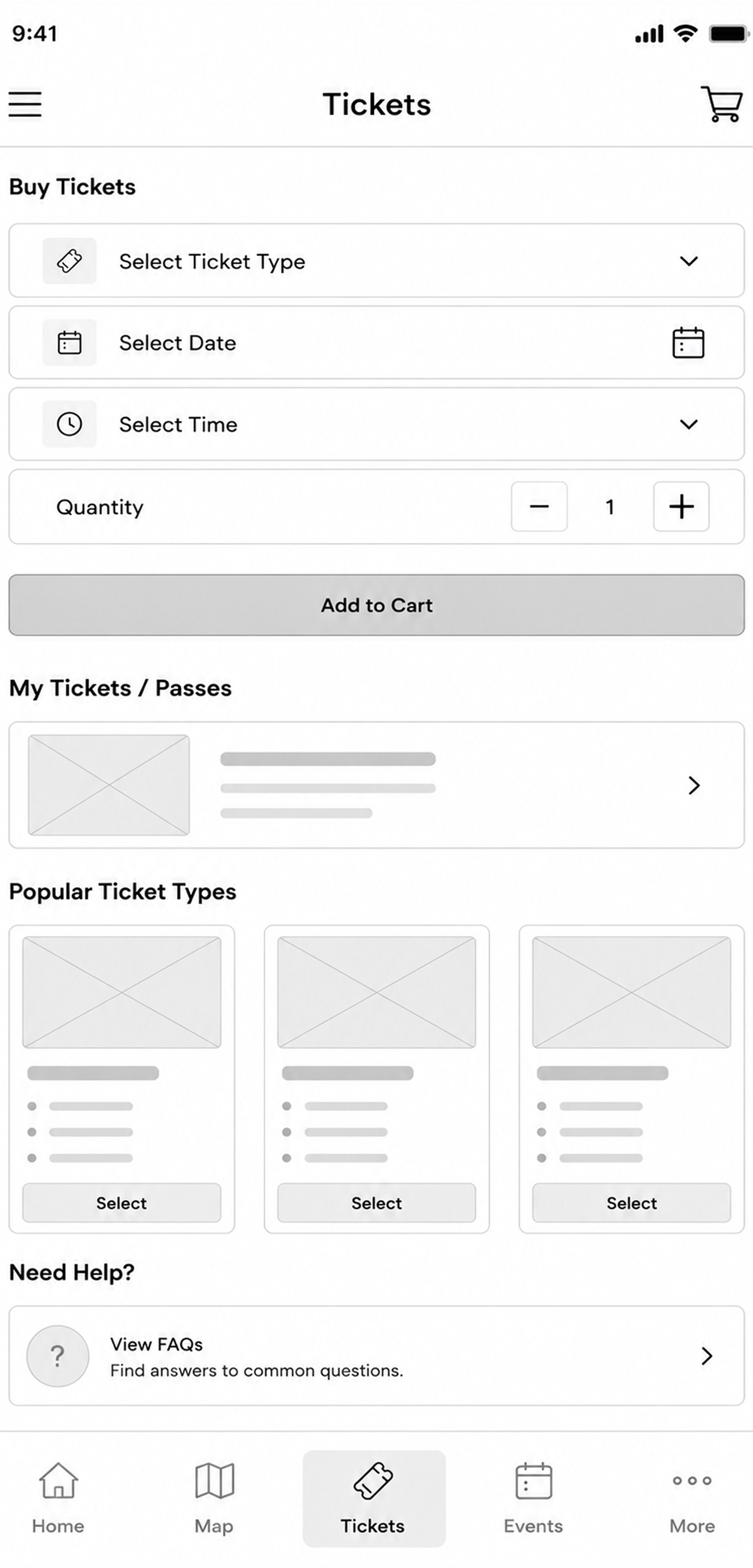 RockX tickets wireframe
