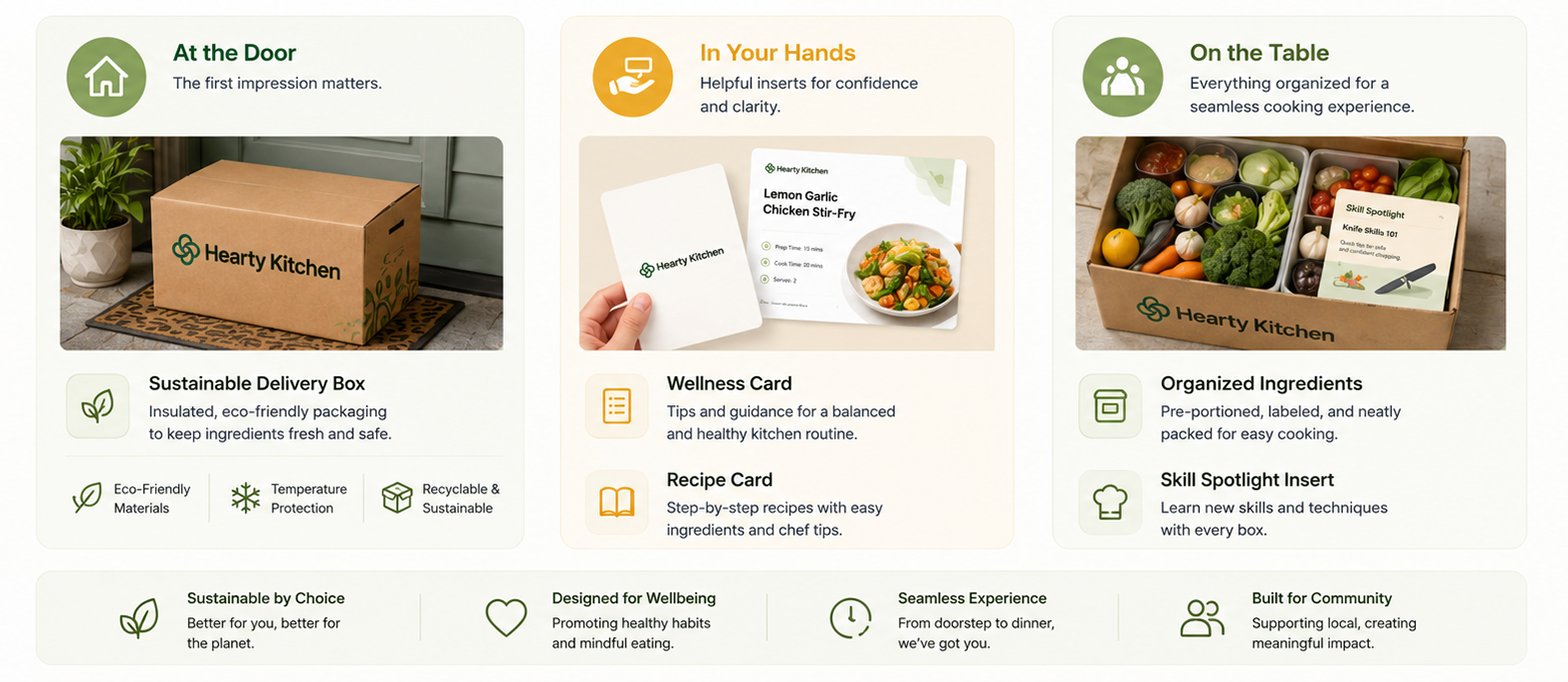 Hearty Kitchen service hardware touchpoints: the physical devices and objects drivers, customers, and staff interact with across the service