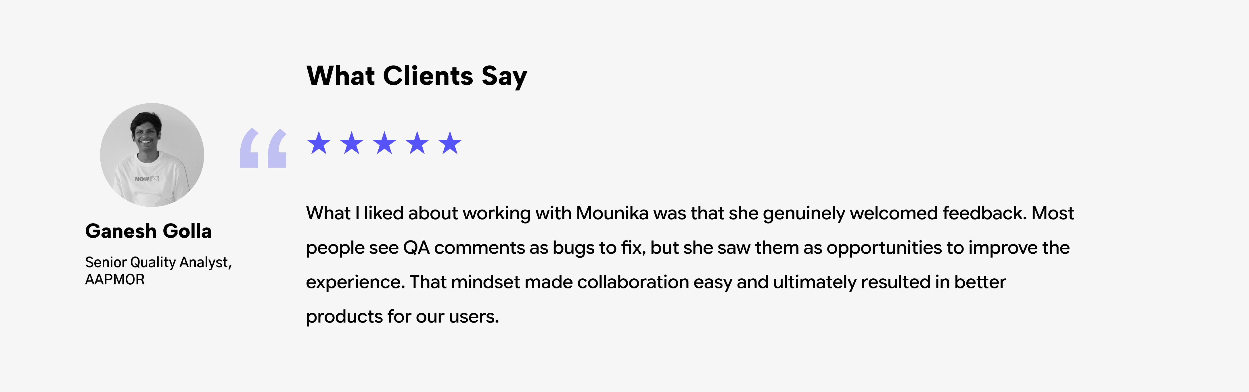 Testimonial — Ganesh Golla