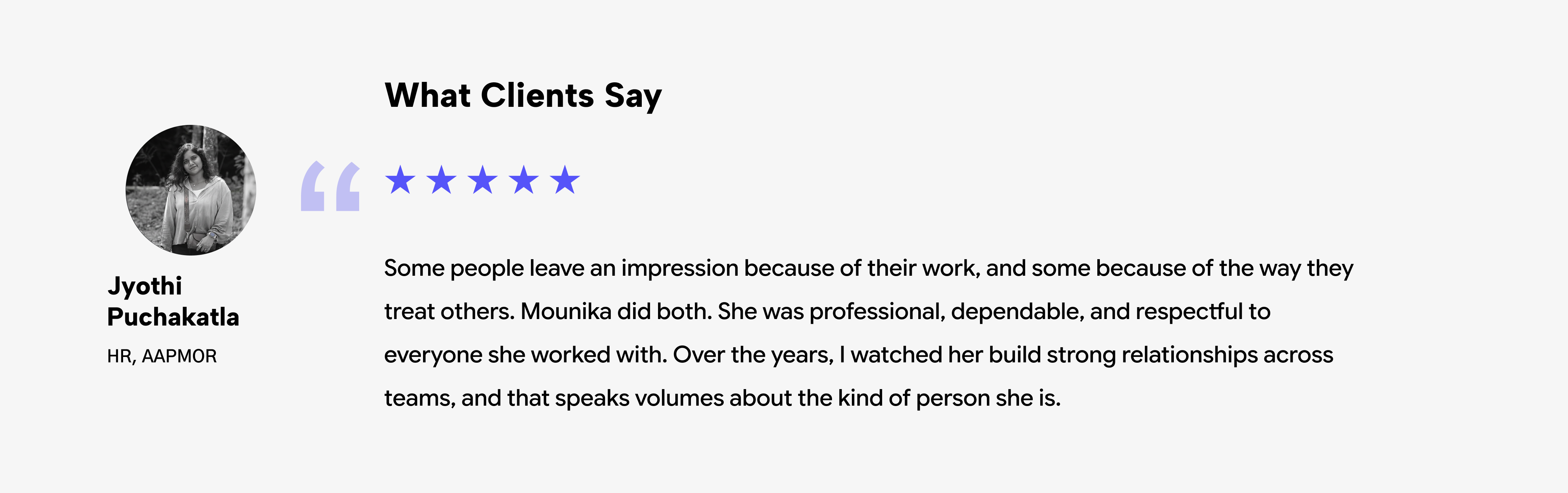 Testimonial — Jyothi Puchakatla